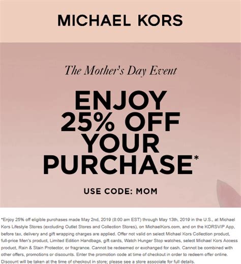 michael kors mother's day coupon|Michael Kors first order promo code.